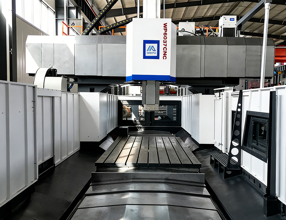 High-rigidity gantry structure and C5-grade ball screws on three axes.